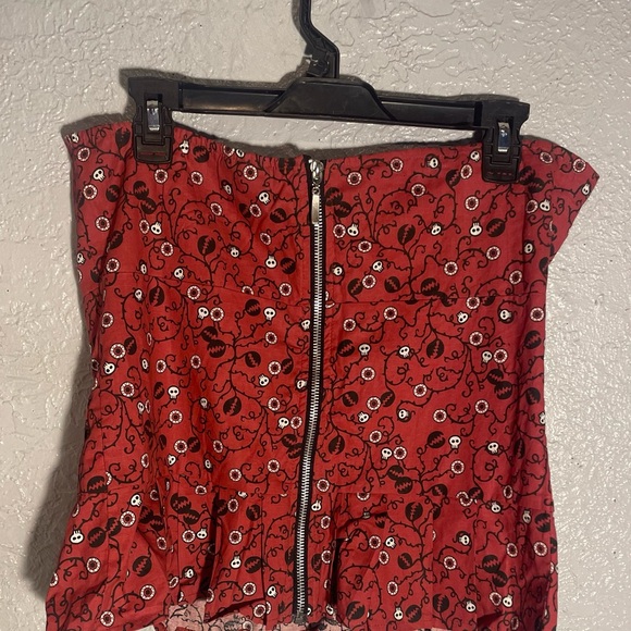 Too Fast Red Ruffled strapless top - Picture 2 of 11